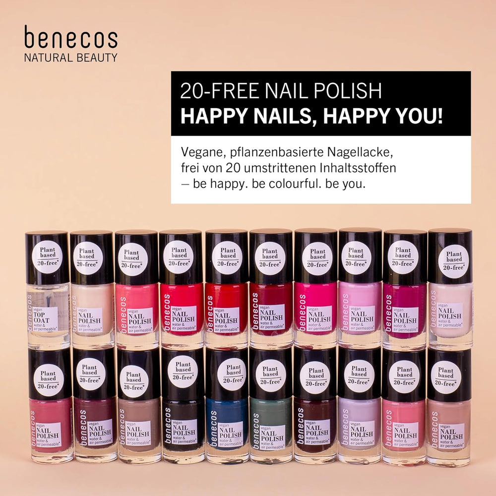Benecos 20-Free vernis à ongles végétalien, rouge vintage - vernis à ongles à base de plantes - séchage rapide et longue durée - perméable à l'eau - enrichi en biotine - 5 ml