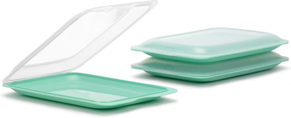 TATAY Fresh Slicer Box Lot de 4, sans BPA, réutilisable, empilable, lave-vaisselle et MWO, couleurs aléatoires. Mesure 17 cm x 3,2 cm x 25,2 cm Naty Shop Boîtes de conservation des aliments, lot de 3 – Vert menthe