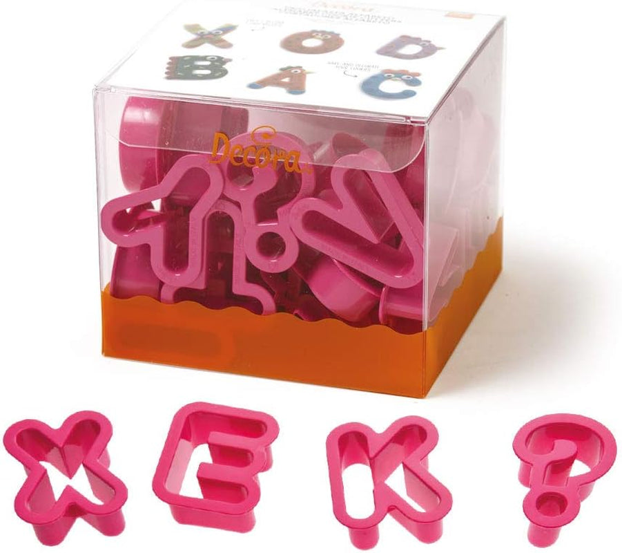 , 0255081 Emporte-pièces grandes lettres 5,2 x H 2,2, Le set idéal pour réaliser des décorations en fondant ou en caoutchouc, Fabriqué en Italie, Paquet de 27, Rose