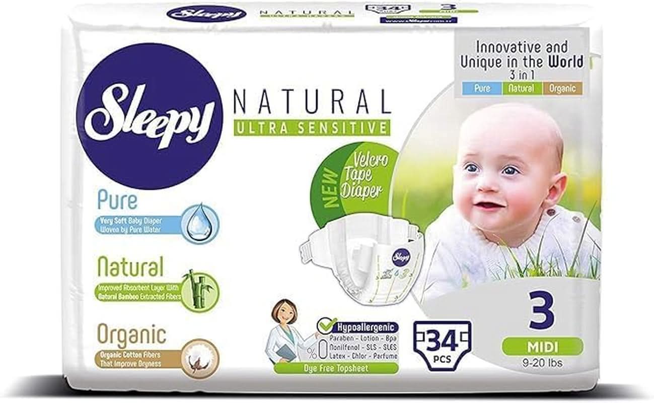 SOHO, Scutece pentru copii, fabricate din bumbac organic și extract de bambus, confort și senzatie de uscat Mama si Copilul Naty Shop 3 (102 buc)