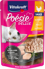 Vitakraft Poésie Délice, Nassfutter Katze, Katzennassfutter en sauce, avec poulet, Vorratspackung, ohne Zusatz von Zucker und Getreide (23x 85g)