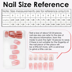 48 pièces colle courte sur les ongles 2 Styles ongles français courts carrés avec colle à ongles et lime à ongles rose blanc Ombre faux ongles pour les femmes