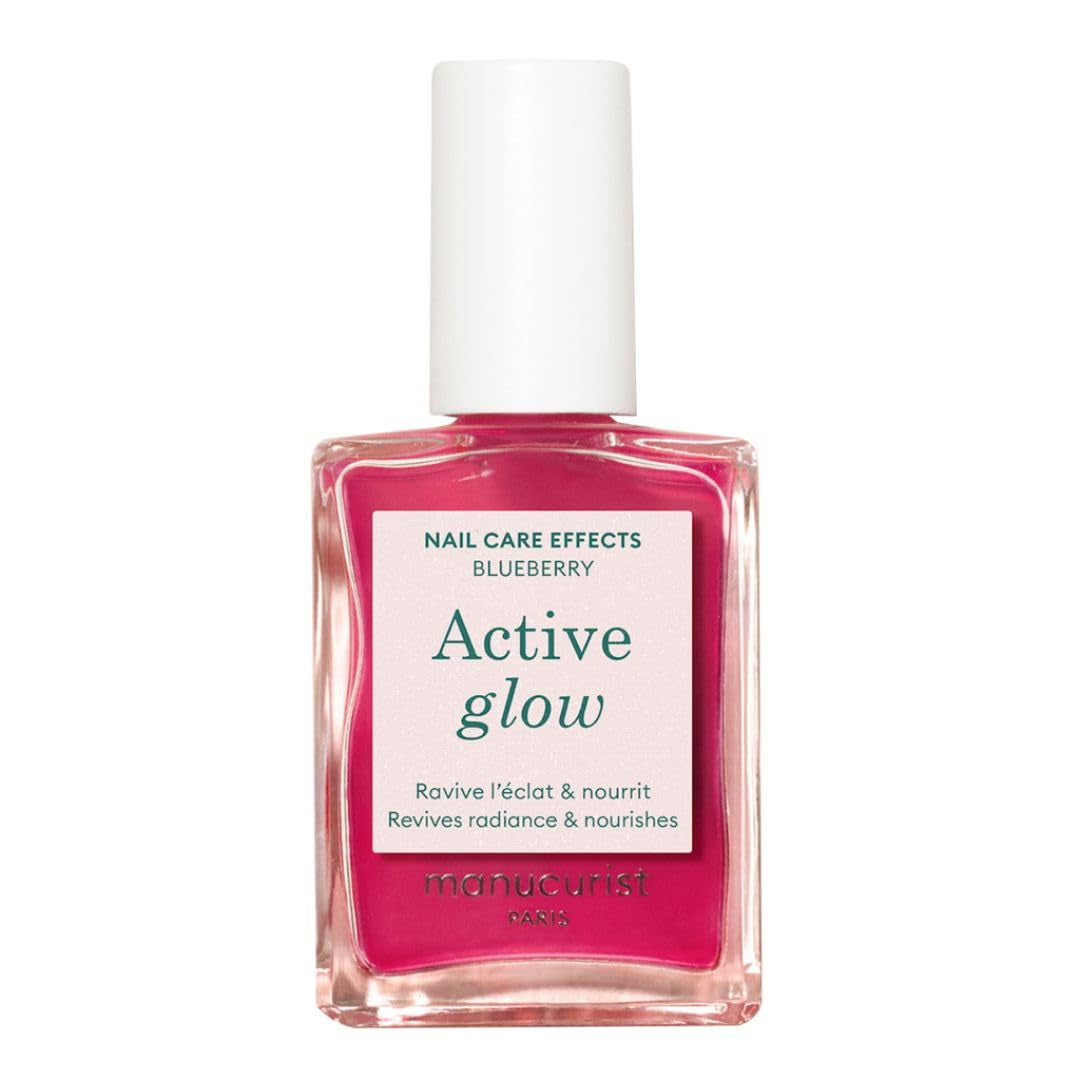 MANUCUIST Soin Ongles Réparateur Active Glow Framboise (Rose) Biosourcé : Amande Douce, Framboise, Vernis à Ongles Nourrissant et Brillant, Effet Rose Transparent - Vernis à Ongles Nude