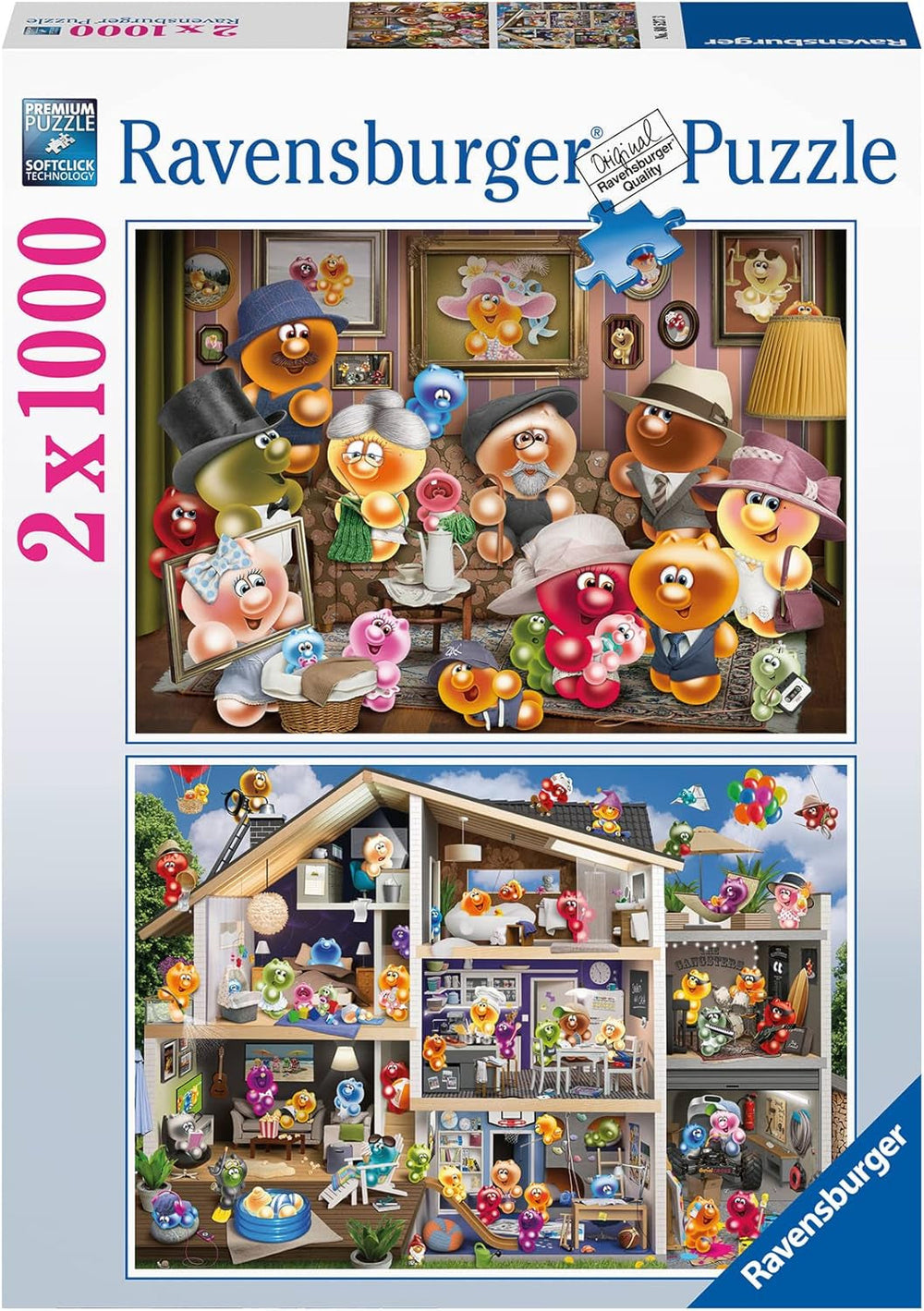 Ravensburger Puzzle 12000341 - Funny Gelinis - 2X Puzzle jigsaw de 1000 de piese pentru adulți și copii de peste 14 ani Puzzle Naty Shop Versiune veche