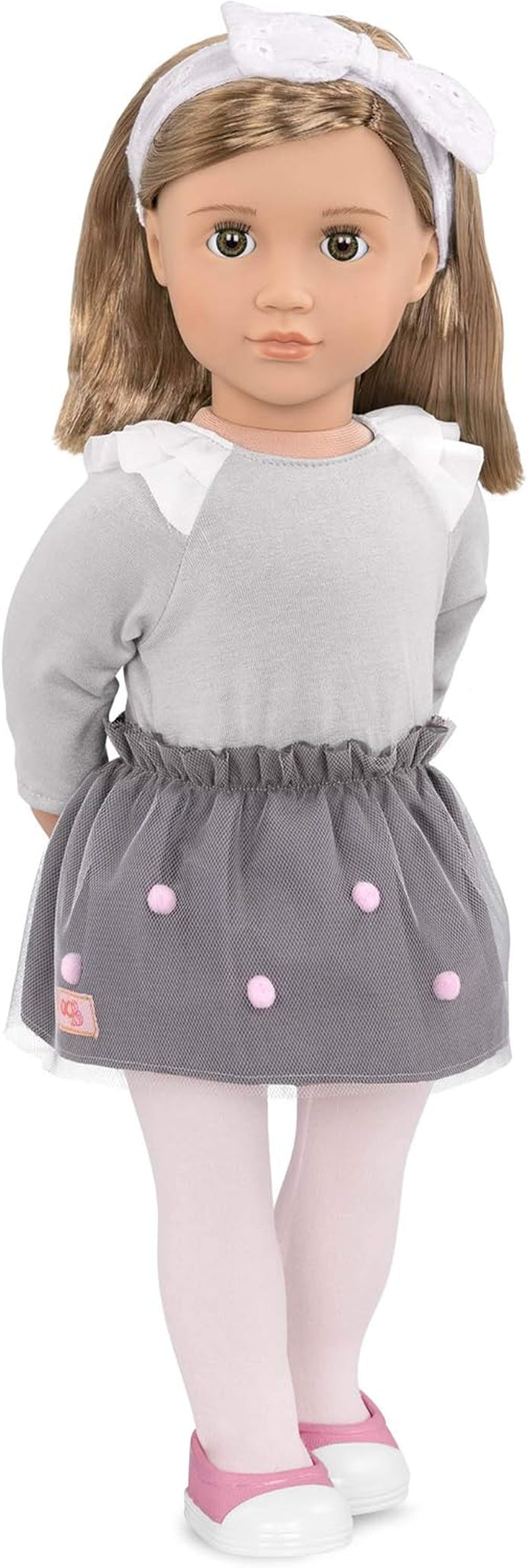 Our Generation - AVA - 46 cm-Modepuppe - Lebensechte hellblaue Augen & gewelltes Blondes Haar - Rosa Kunstpelz-Mantel-Outfit - Vorgetäuschtes Spiel - Spielzeug für Kinder ab 3 Jahren