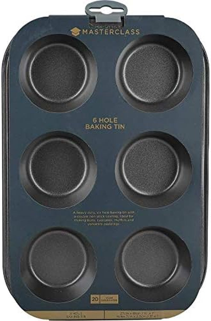Masterclass 6-Loch-Muffinblech Mit PTFE-, PFOA- Und Bpa-Freiem Antihaftbeschichtung, Robustes 1Mm Dickes Karbonstahlblech, 27 X 18Cm Cupcake-Form Moules et plateaux pour la cuisson Naty Shop
