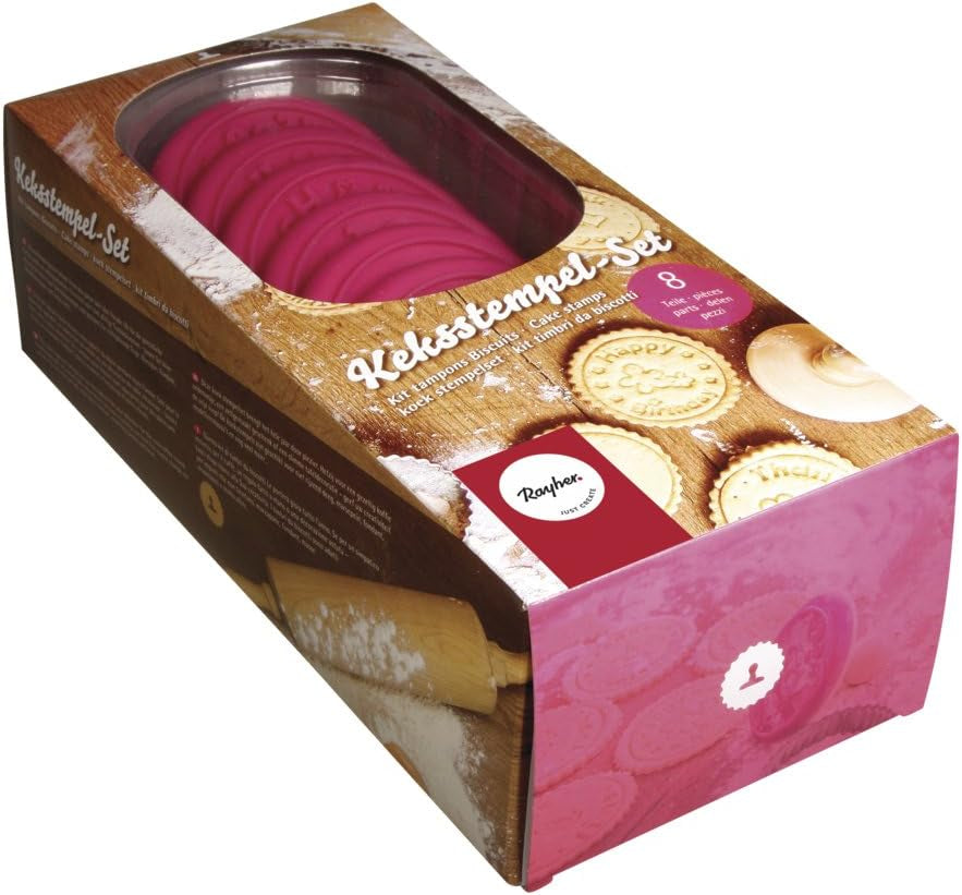Rayher 28858000 Jeu de tampons à biscuits, 8 pièces, boîte 1 jeu