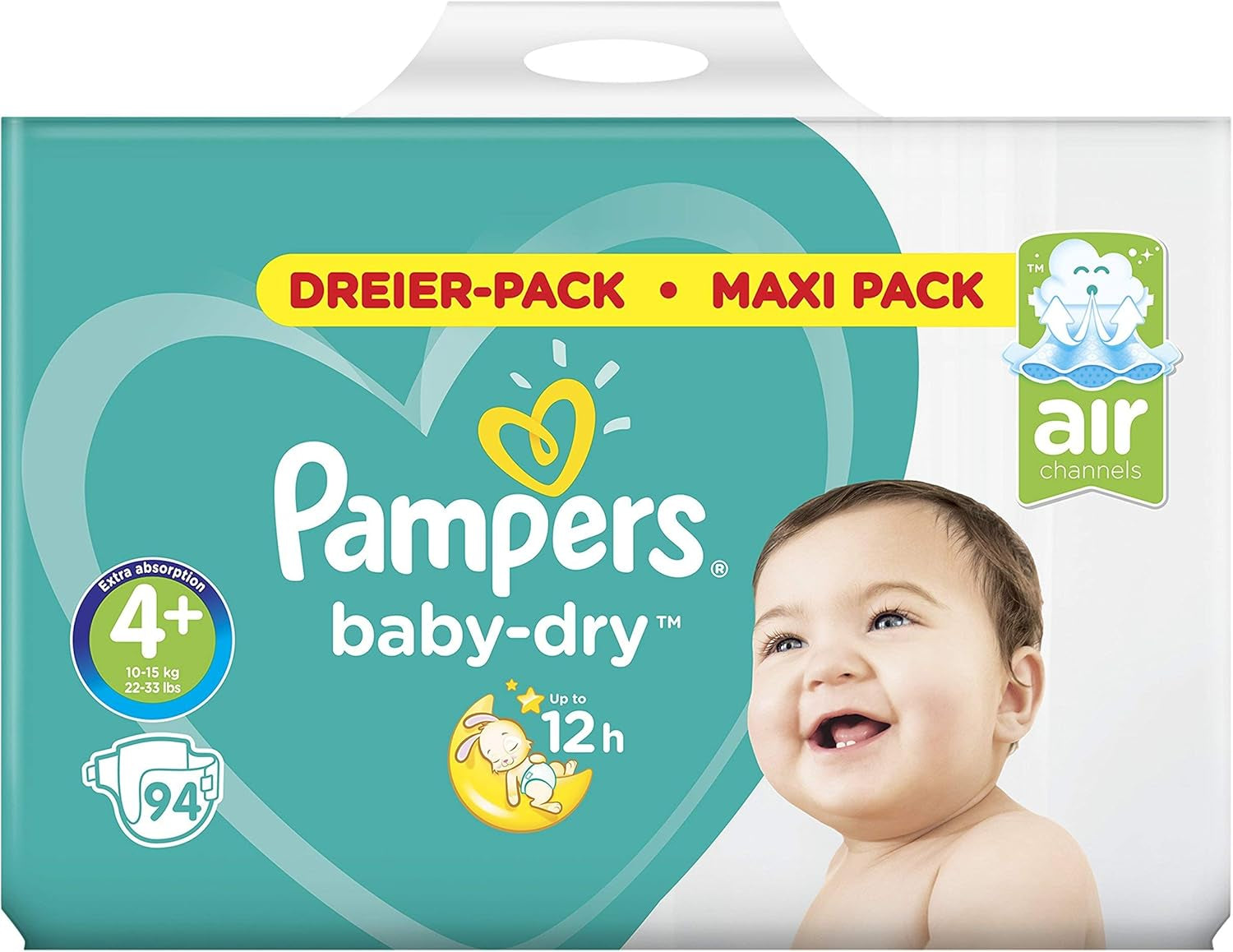 Pampers (ancienne version), culottes, taille 4, 9 kg-15 kg, paquet de trois (1 x 88 couches)