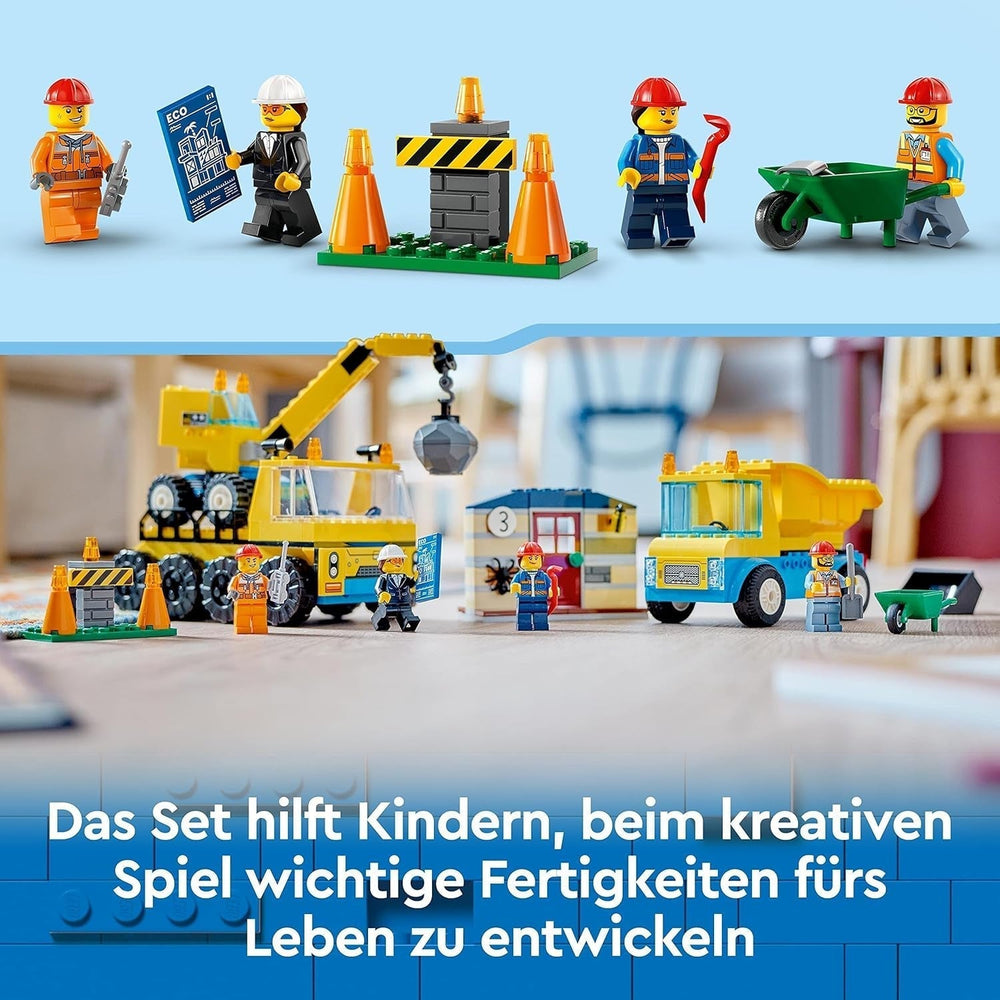 LEGO 60391 City Véhicules de construction et grue à boulets de démolition, pelle, camion-benne et véhicule de transport, jouet éducatif pour enfants à partir de 4 ans Besuche den LEGO-Store