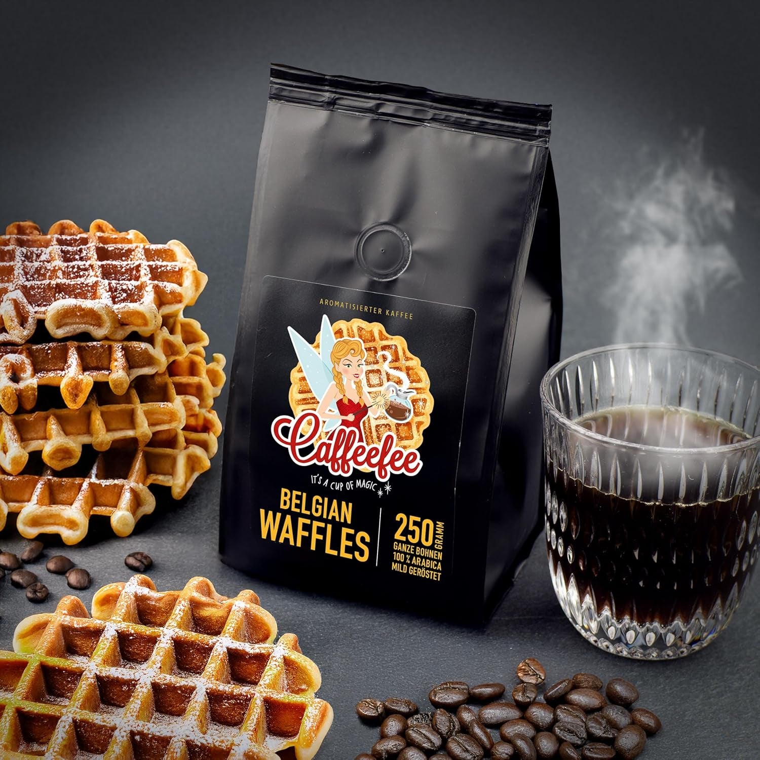 Caffeefee Gaufres belges Bohnen, 250 g, aromatisierter Röstkaffee