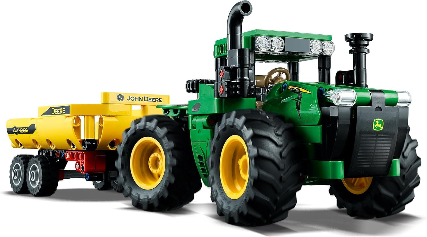 LEGO Technic John Deere 9620R Tracteur 4 roues motrices avec remorque à benne basculante Jouet agricole classique pour enfants garçons et filles de 8 ans Kit de modèle à collectionner 42136 Ensembles de construction Besuche an LEGO-Store