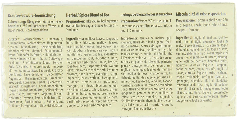 Droste-Laux Thé de base aux 49 herbes, 25 pièces (tisane, sachets filtrants, thé à jeun ou diététique) 120501