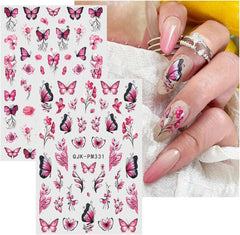 JMEOWIO Nagelsticker Blume 10 Blatt Nail Art Sticker Selbstklebend Nagelaufkleber Frühling Sommer Floral Dekoration Nageldesign Zubehör