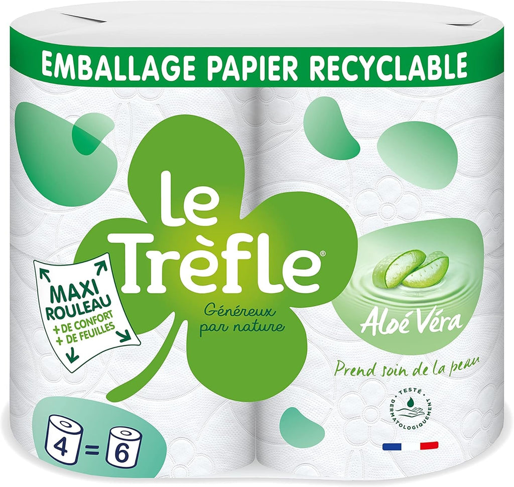 ® Aloe Vera, Hârtie igienică, 4 rulouri maxi = 6 rulouri clasice, Fluffy, 3 straturi, Aloe Vera Lotion, Hârtie reciclabilă, Hârtie certificată Fsc®, Mixt