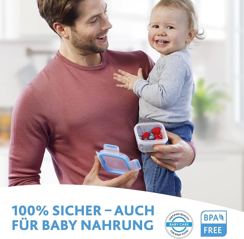 Emsa 515585 Clip alimentaire et fermeture | Ensemble 3 pièces | plastique | transparent / vert | Boîtes de conservation alimentaire Naty Shop 0,55 / 1 / 2,2 litres