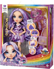 Rainbow High Fashion Doll avec Slime et Pet - Violet - Poupée Pailletée 28 cm avec Glitter Slime, Magic Pet et Accessoires de Mode - Jouet pour Enfants - Idéal pour 4-12 Ans