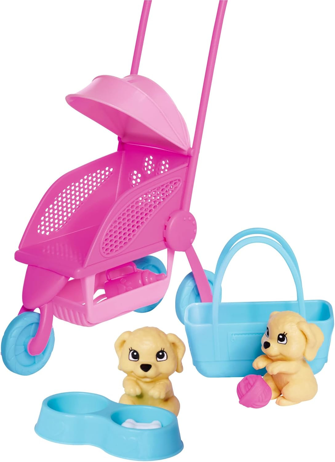 Simba Steffi Love Dog Buggy, jouet avec le buggy et deux chiens dans un chariot de transport pour animaux de compagnie, chien, 29 cm, à partir de 3 ans
