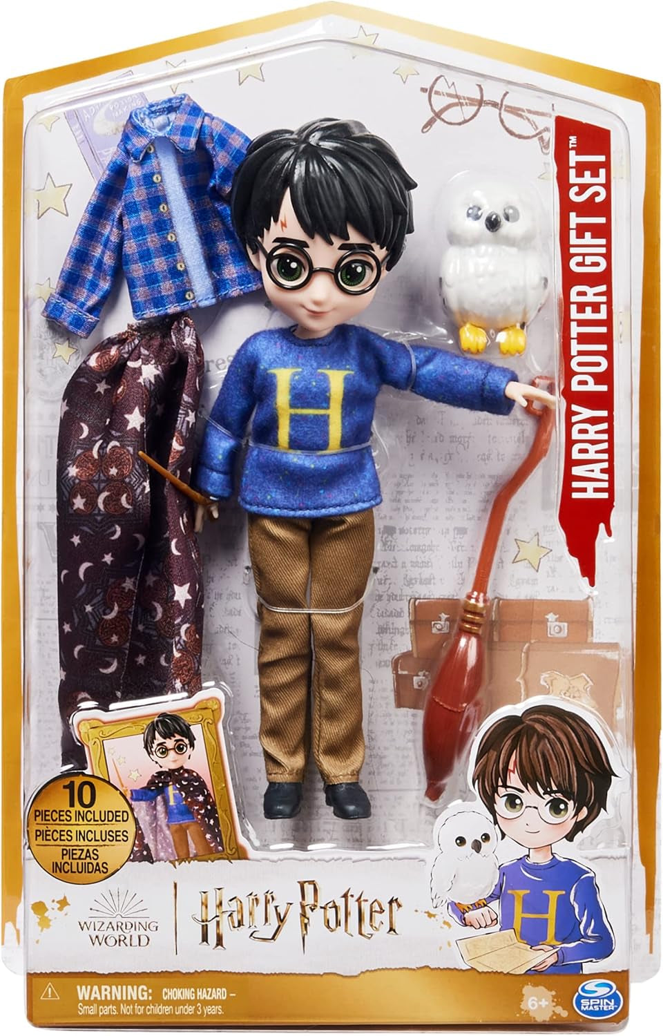 Wizarding World Harry Potter - Ensemble de jouets avec poupée Harry Potter plus grande de 20,3 cm, y compris Besen, Tarnumhang et autres accessoires