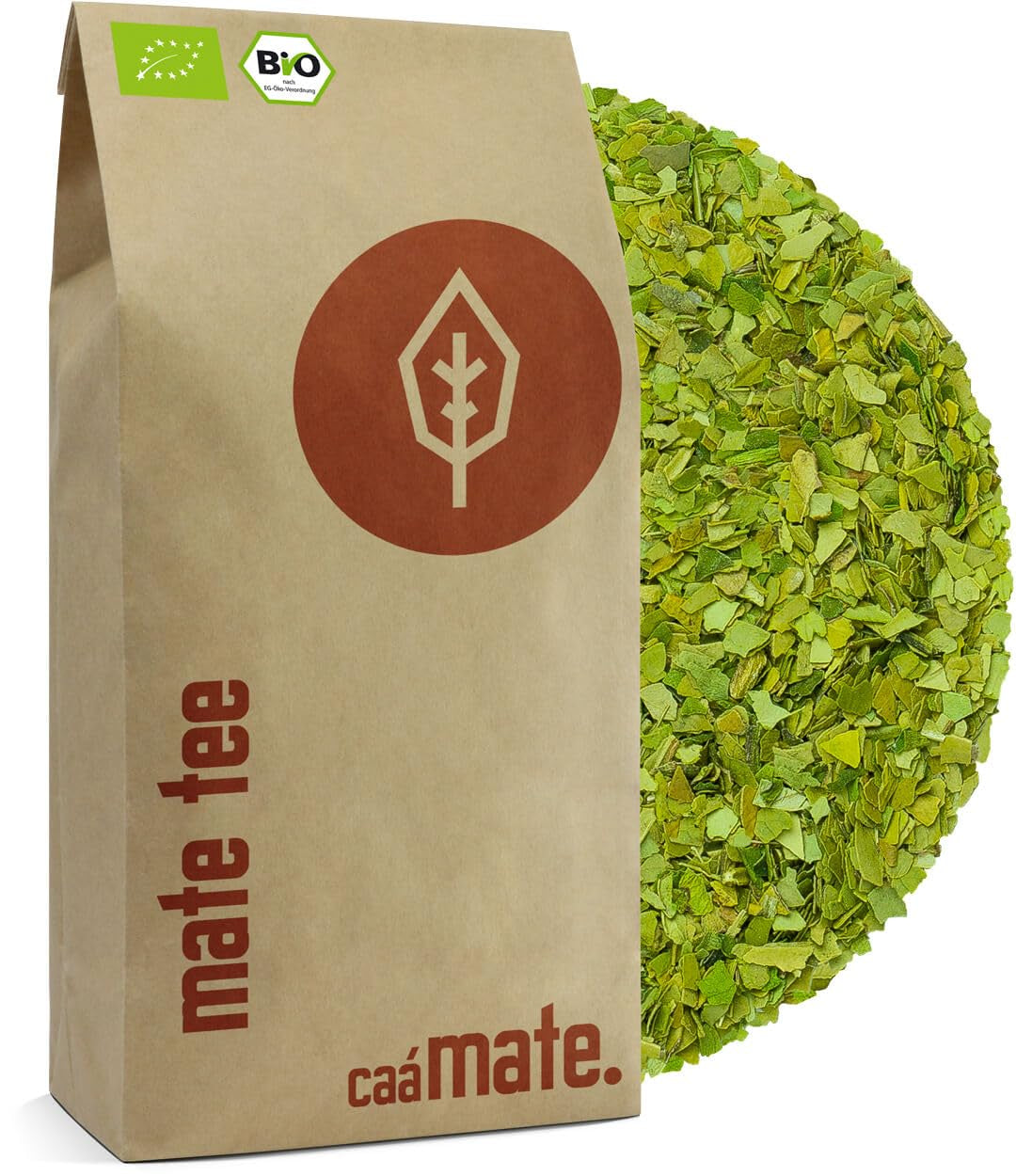 Thé Maté Bio 1 kg Feuilles de maté pures, fraîches et vertes, Yerba Mate biologique écologique et séchée à l'air contrôlée, certifiée et emballée en Allemagne