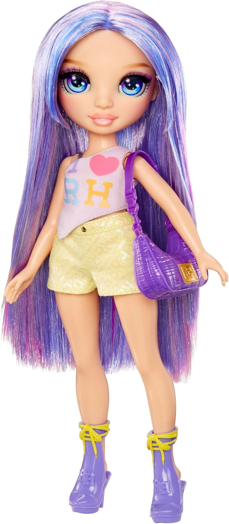 Poupée Rainbow High My Fashion Style - Violet - 28 cm Poupée mannequin violette avec tenue attrayante et sac élégant, pour jouer, poser, collectionner, pour les enfants de 4 à 12 ans