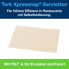 Serviettes distributrices Tork Xpressnap Extra Soft Nature N4, Premium, 1/2 x 2 épaisseurs, 21,3 cm x 16,5 cm, 8 × 1 000 serviettes, 12880