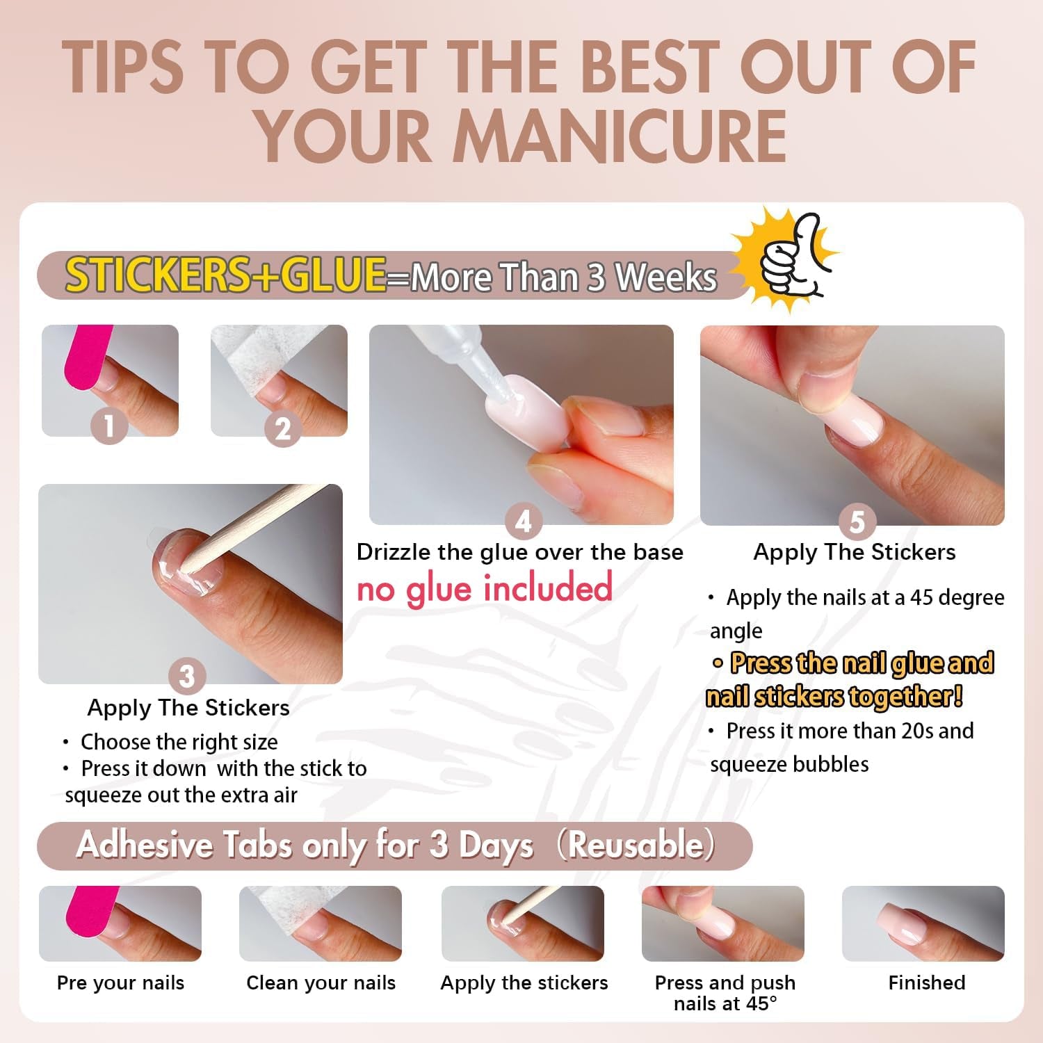 Ongles Chromés Autocollants - Colle Pailletée Brun Amande Moyen Sur Les Ongles Faux Ongles Pailletés Colle Sur Ongles Artificiels Ongles Acryliques Vernis Pour Femme 24 Pièces