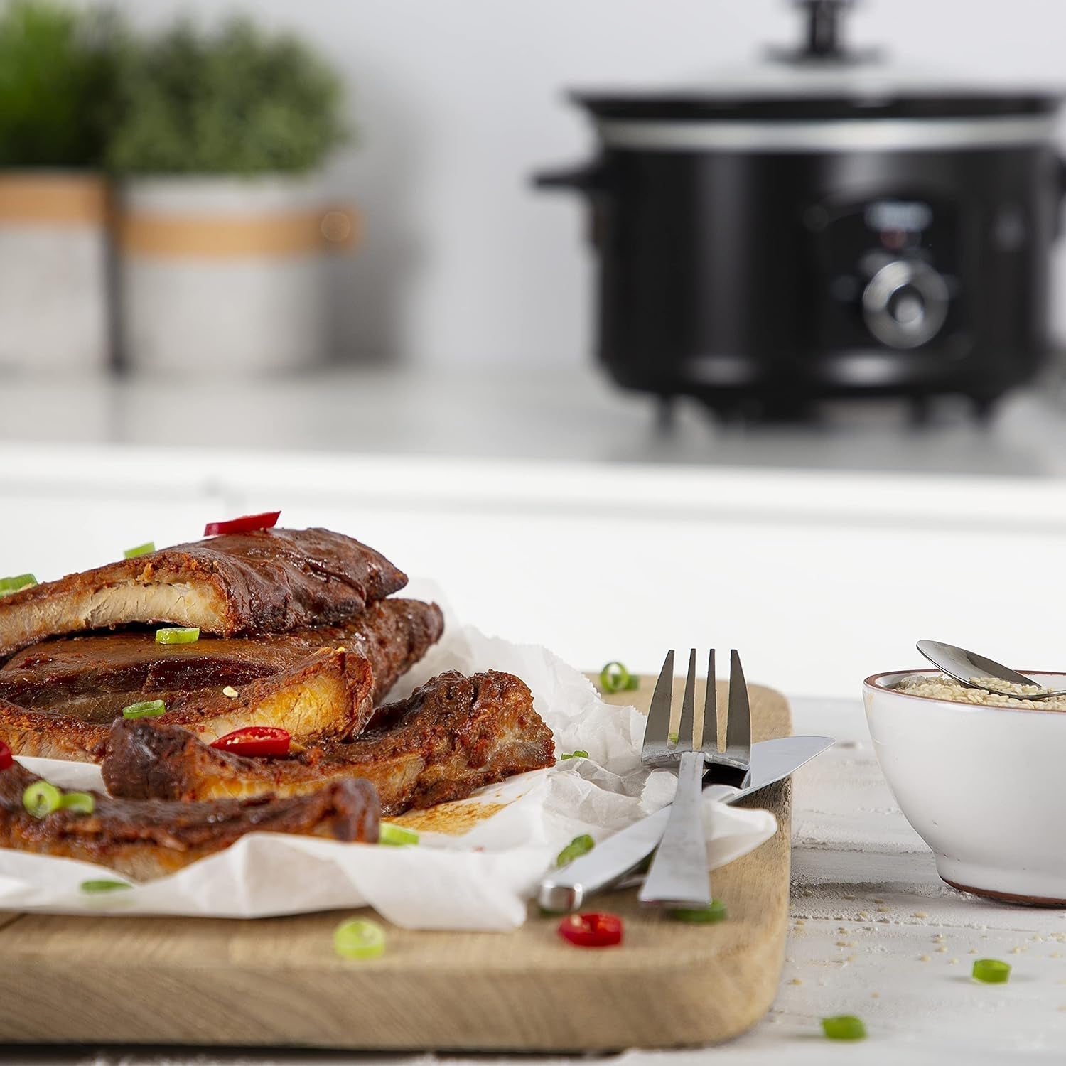 Mijoteuse Tristar VS-3915, marmite en céramique en acier inoxydable avec 2 réglages de chaleur et fonction maintien au chaud, mijoteuse 3,5 L Naty Shop