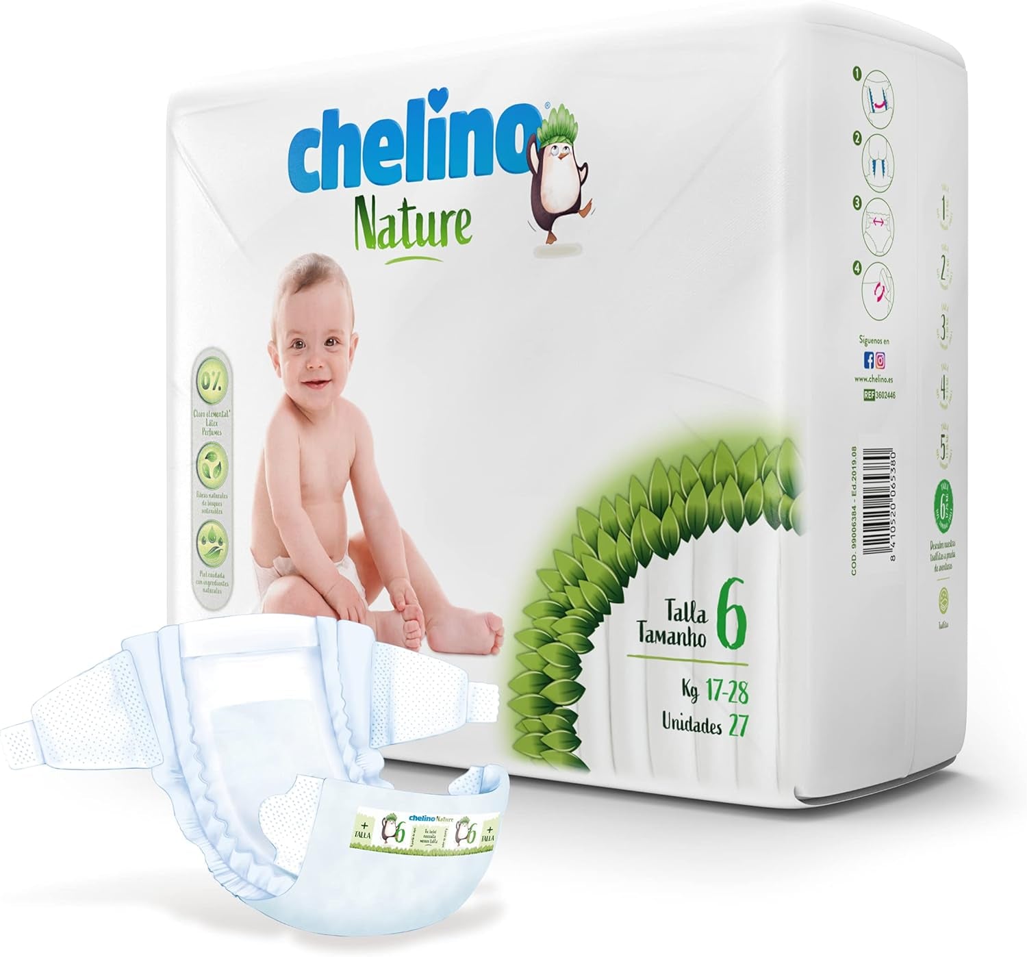 Couche bébé Nature, taille 6 (17-28 kg), 162 couches