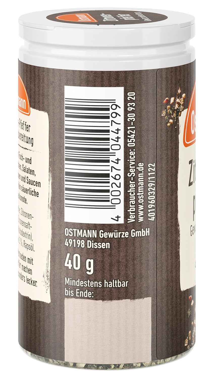 Ostmann Gewürze - Zitronenpfeffer Gewürzzubereitung | Pour vinaigrettes, sauces et plats de poisson 40 g dans Der Streudose