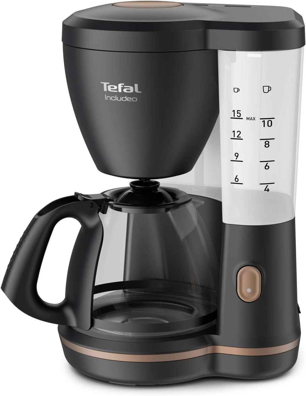 Tefal Includeo Filter Machine à Expresso, Machine à Expresso Extrêmement Facile à Utiliser, Adaptée aux Droitiers et aux Gauchers, Ouverture Automatique du Couvercle, 1,25 L, 10 à 15 Tasses, CM533811