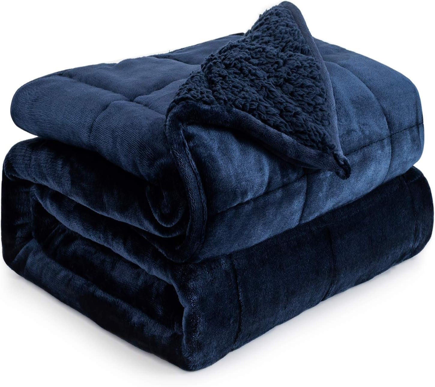 Couverture lestée Cottonblue 6,8 kg Couverture lestée Sherpa en flanelle à poils longs Queen Size pour adultes Couvertures lestées confortables pour calmer et détendre Couettes lourdes 152,4 x 203,2 Naty Shop Quilts & Quilts Bleu marine 48 X 72 15 Lb