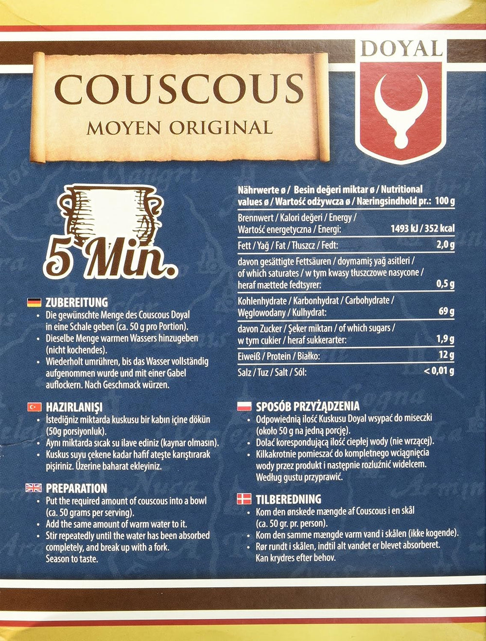 Couscous – Couscous léger et moelleux au léger goût de noisette – Une spécialité typiquement nord-africaine – 1 x 500g