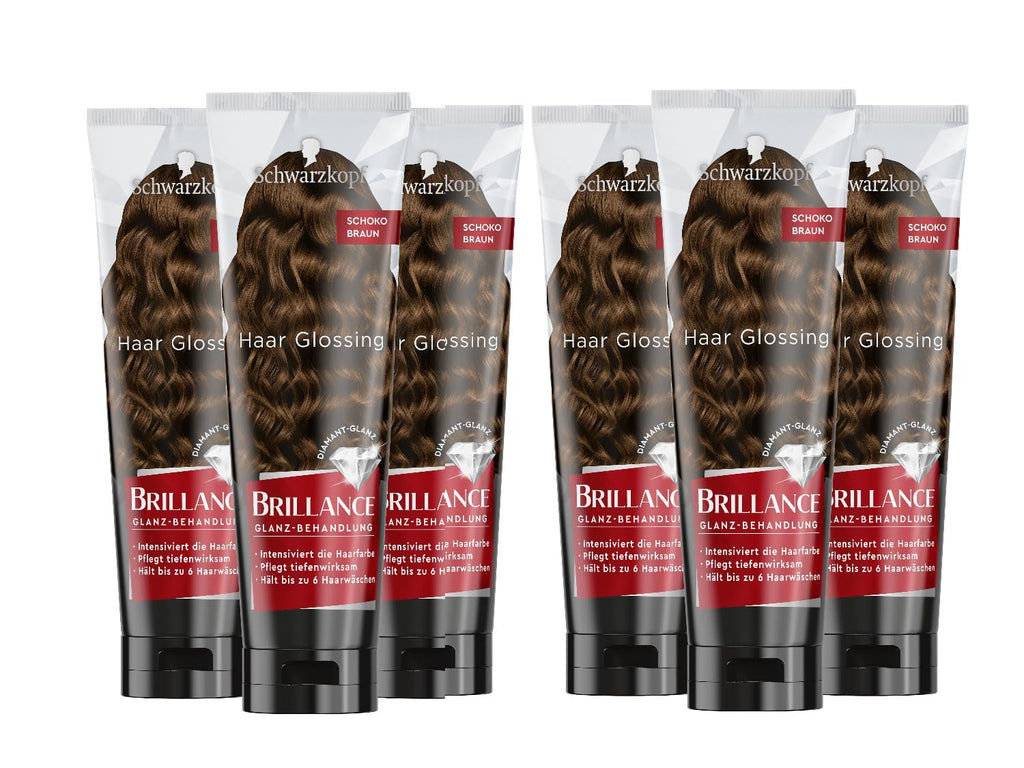 Brillance Shine Treatment, Hair Glossing Radiant Violet (150 ml), hrănește și intensifică culoarea părului, poate fi folosit ca o mască de păr, durează până la 6 spălări ale părului Vopsea pentru par Naty Shop Ciocolată maro 150 ml (pachet de 6)