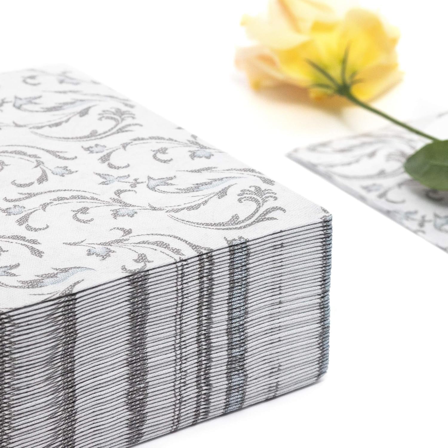 Papstar, 50 serviettes "Collection ROYAL" pli 1/4 40 Cm X 40 Cm gris "Damascato", #85005