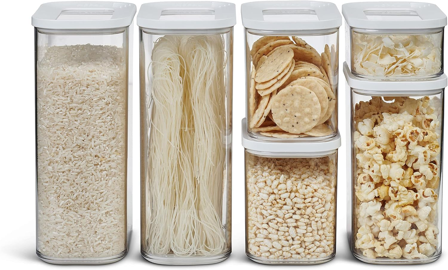 Mepal Lot de 6 Bocaux de Conservation avec Couvercles - Récipients Alimentaires Rectangulaires - Organisateur de Cuisine en Plastique - Récipients de Conservation Hermétique - 2x 2000ml, 2x 1000ml, 1x 1500ml & 1x 425ml - Blanc Naty Shop Boîtes de Conservation Alimentaires Blanc 6 Pièces Ensemble