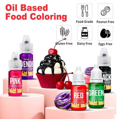 Colorant alimentaire liposoluble - 12 couleurs colorant alimentaire à base d'huile pour chocolat, crème au beurre, bonbons, glaçage - colorant alimentaire concentré à base d'huile pour la pâtisserie, la cuisine, le fondant - 6 ml chacun