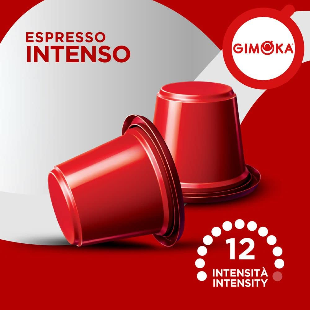 Gimoka Kaffeekapseln Espresso Intenso, Intensität 12/13-100 Kapsel - Compatible avec Nespresso* Haushalts-Espressomaschinen - 100 Stück (10 x 10 Getränke) - Hergestellt en Italien