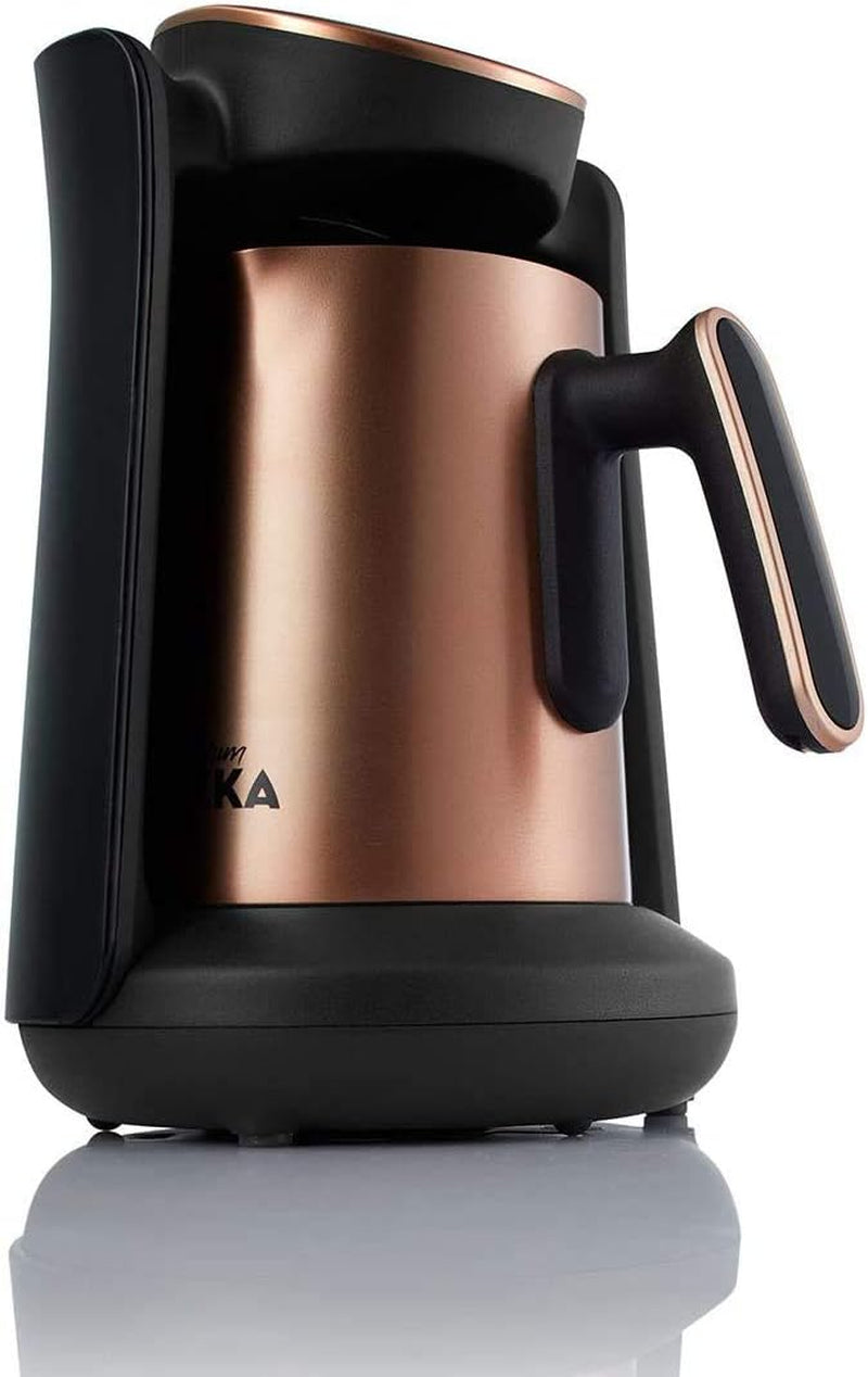 Arzum Okka Minio Cafetière turque, Moka, 1 à 4 tasses, pot en acier inoxydable de 300 ml, protection contre les déversements, système de brassage intelligent, pot lavable, 480 W, cuivre