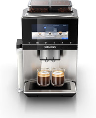 Machine à expresso automatique Siemens EQ900, grand écran couleur TFT, 2 réservoirs à grains, 36 boissons chaudes et froides, café froid, super silencieux, fonction deux tasses, contrôle par application, acier inoxydable, TQ907D03