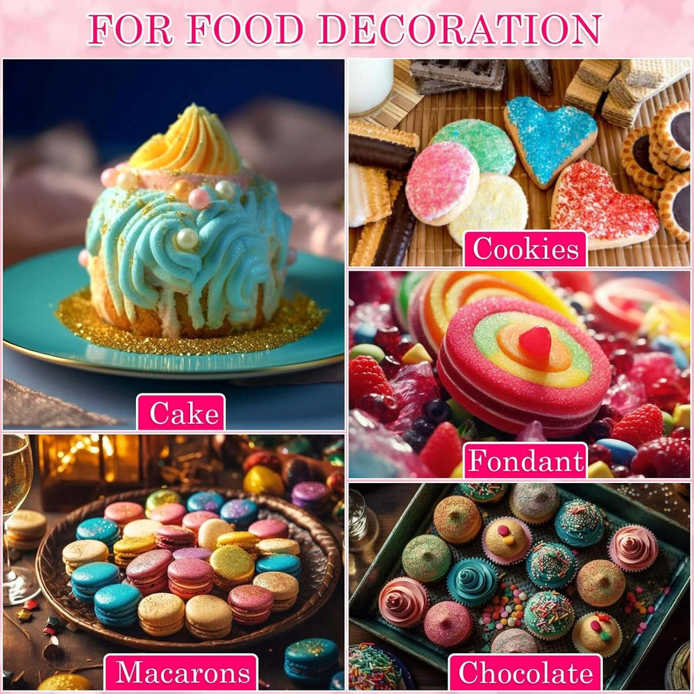 Paillettes comestibles, Lot de 4 ou 6 nuances de couleurs, 4 grammes par produit Glitter Naty Shop