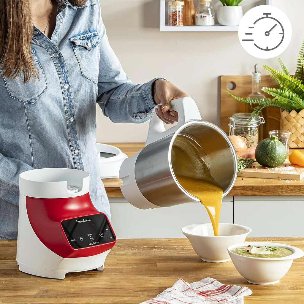 Soup&Plus LM924500 Standmixer, 1100 W, Schüssel 2 L, Edelstahlklingen, 3 Automatische Programme, Manueller Modus, Perfektes Mixen, Suppen, Smoothies, Eussies, Made in France, Soup&Plus Mama si Copilul Naty Shop