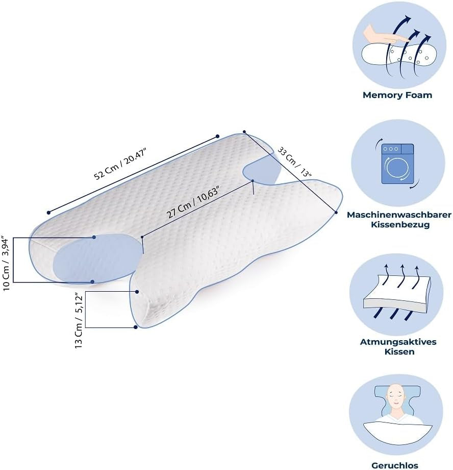 Oreiller de beauté. Oreiller de beauté. oreiller anti-rides, anti-rides, anti-âge, anti-âge, oreiller à mémoire de forme. Oreiller pour dormeur latéral. Oreiller de soutien du cou. Oreiller de soutien du dos. (BSP3) Oreillers cervicaux orthopédiques Naty Shop