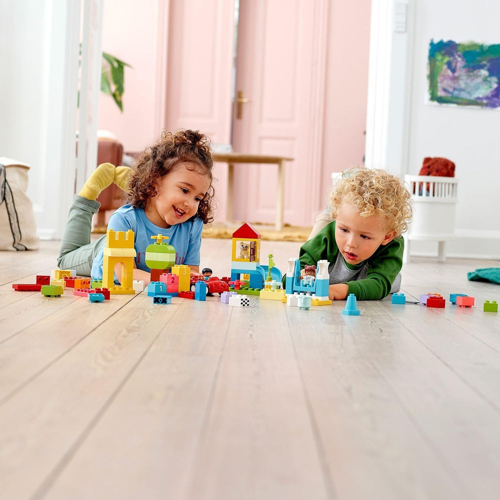 LEGO DUPLO Deluxe Brick Box - Fine Motor Skills Toys for 1+ Year Old Boys & Girls - incl. a Car, Number Bricks & Animal Figures, Plus Toy Storage - 10914