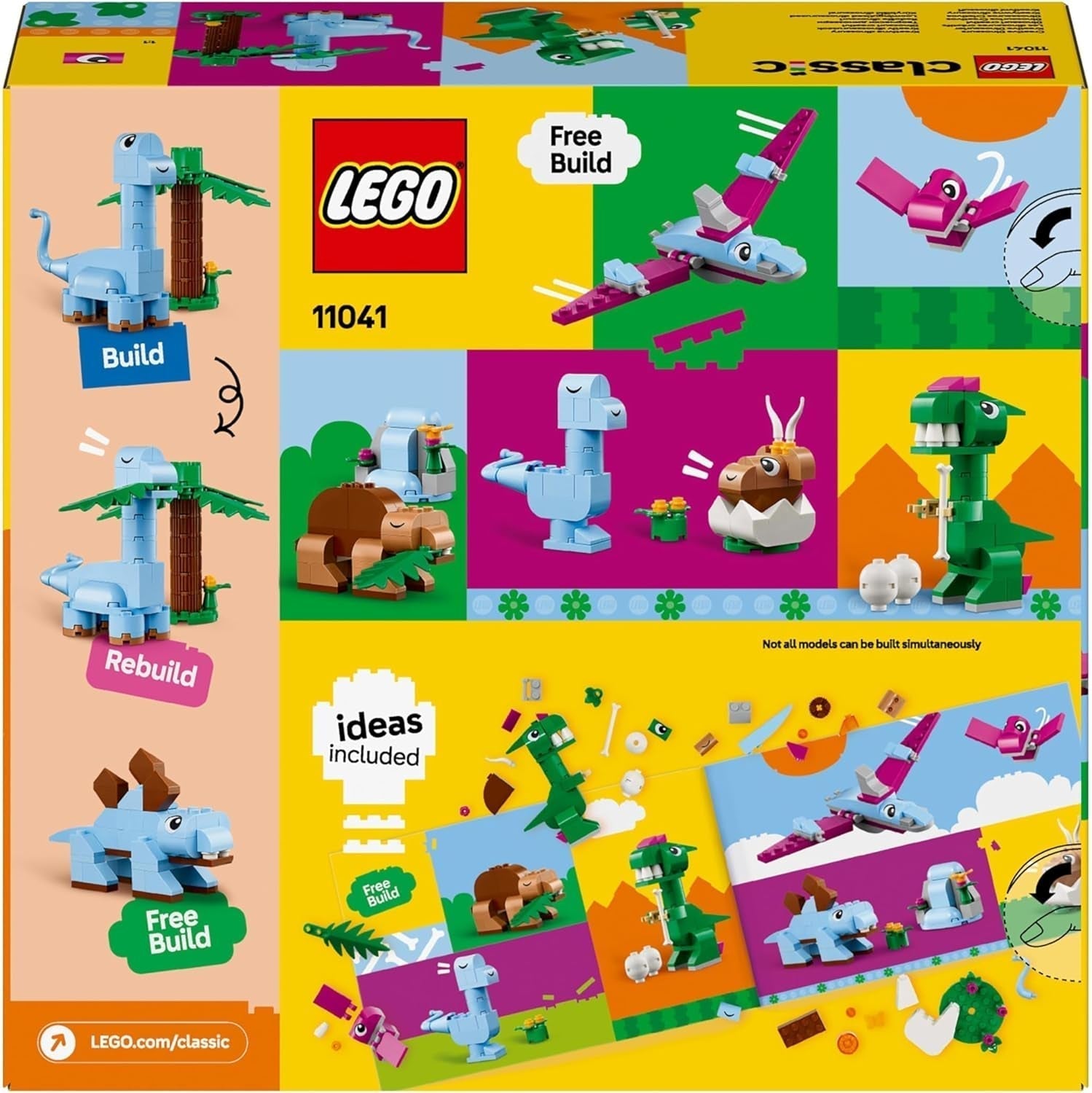 LEGO Classic Creative Dinosaurs Ensemble de construction avec modèles d'animaux et figurines en briques, expérience de jeu imaginative, cadeau pour garçons et filles de 5 ans, y compris T.Rex et Triceratops 11041 Ensembles de construction Besuche den LEGO-Store