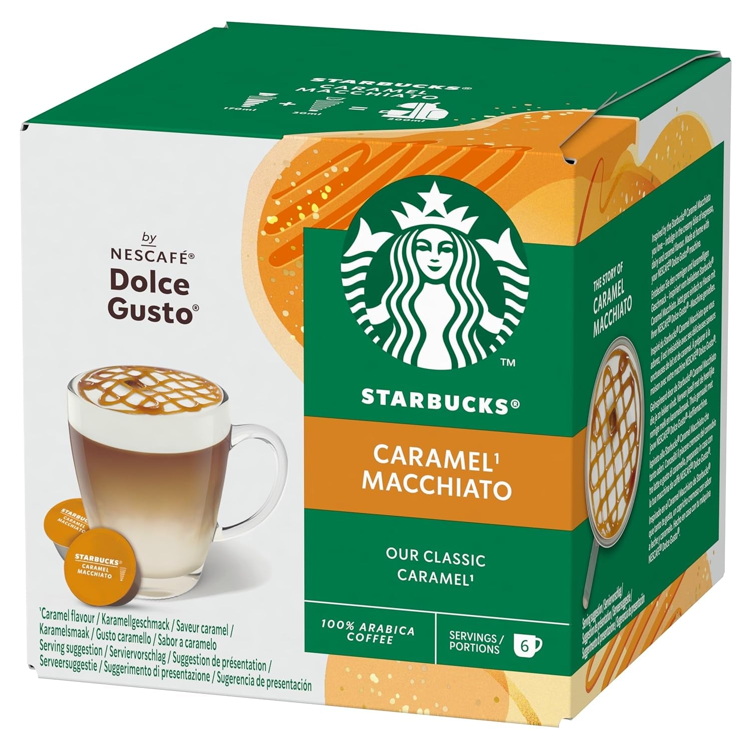 STARBUCKS Caramel Macchiato par Nescafé Dolce Gusto Kaffeekapseln 6 x 12 (72 Kapseln)