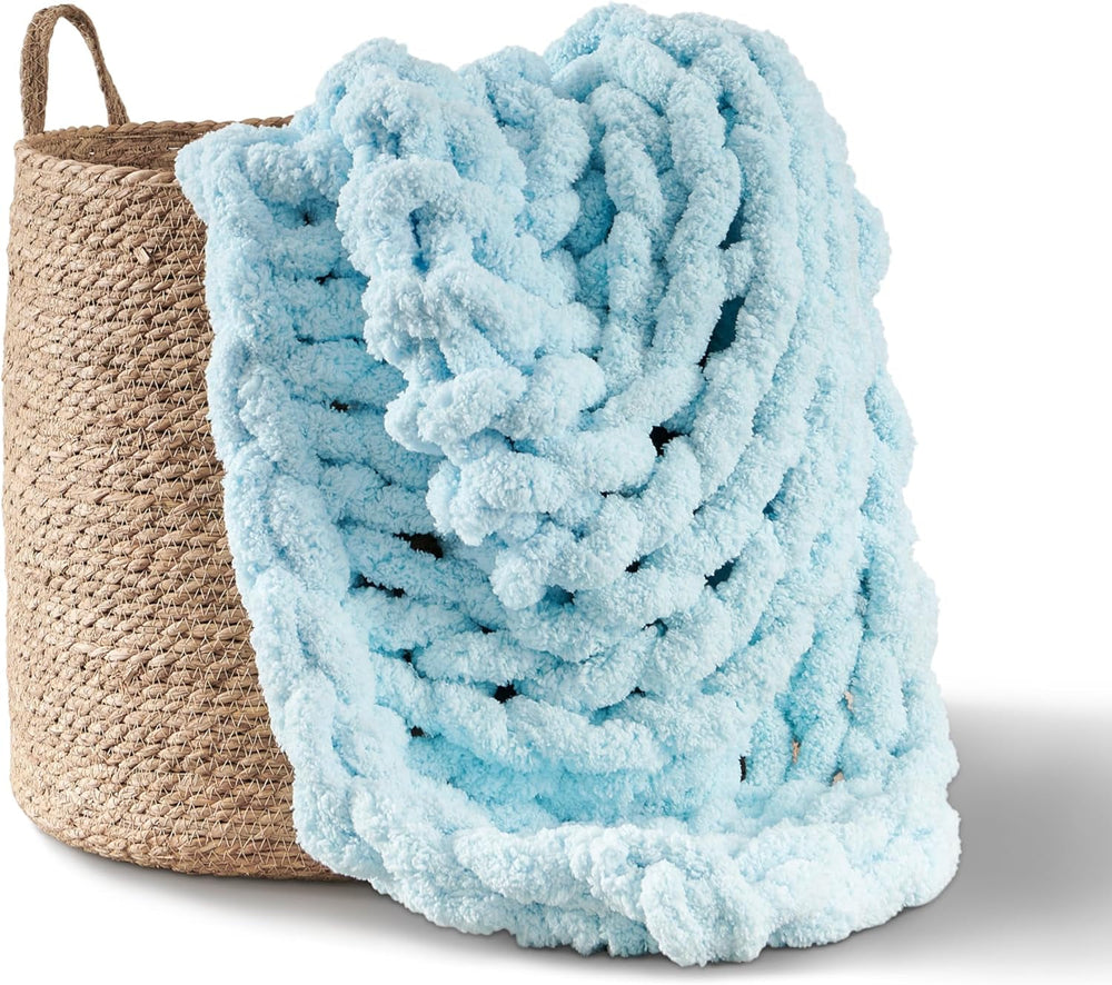 Couverture tricotée épaisse, jeté, 100% tricoté à la main avec du fil chenille géant (127 X 152,4 Cm, gris lilas) Adyrescia Lits et couvertures Clair, bleu 50 "X60"