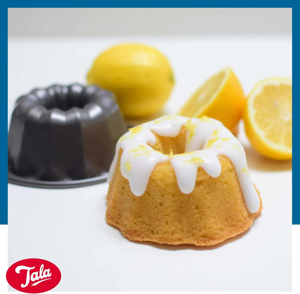 Tala Mini-Kuchenformen, Dekorativ, Antihaftend, Gugelhupf-Form, Gleichmäßige Hitzeverteilung, Gerillte Form, Karbonstahl, Breite, Flache Griffe, Spülmaschinen Und Gefrierschrankfest, 2 Stück Moules et plaques à pâtisserie Naty Shop