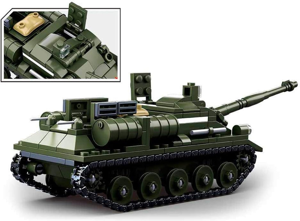 Sluban SL95558, Seconde Guerre mondiale - Alliierter Jagdpanzer(335 Teile)[M38-B0687], Spielset, Klemmbausteine, Soldaten, mit Spielfigur, Army WWII, Multi Color