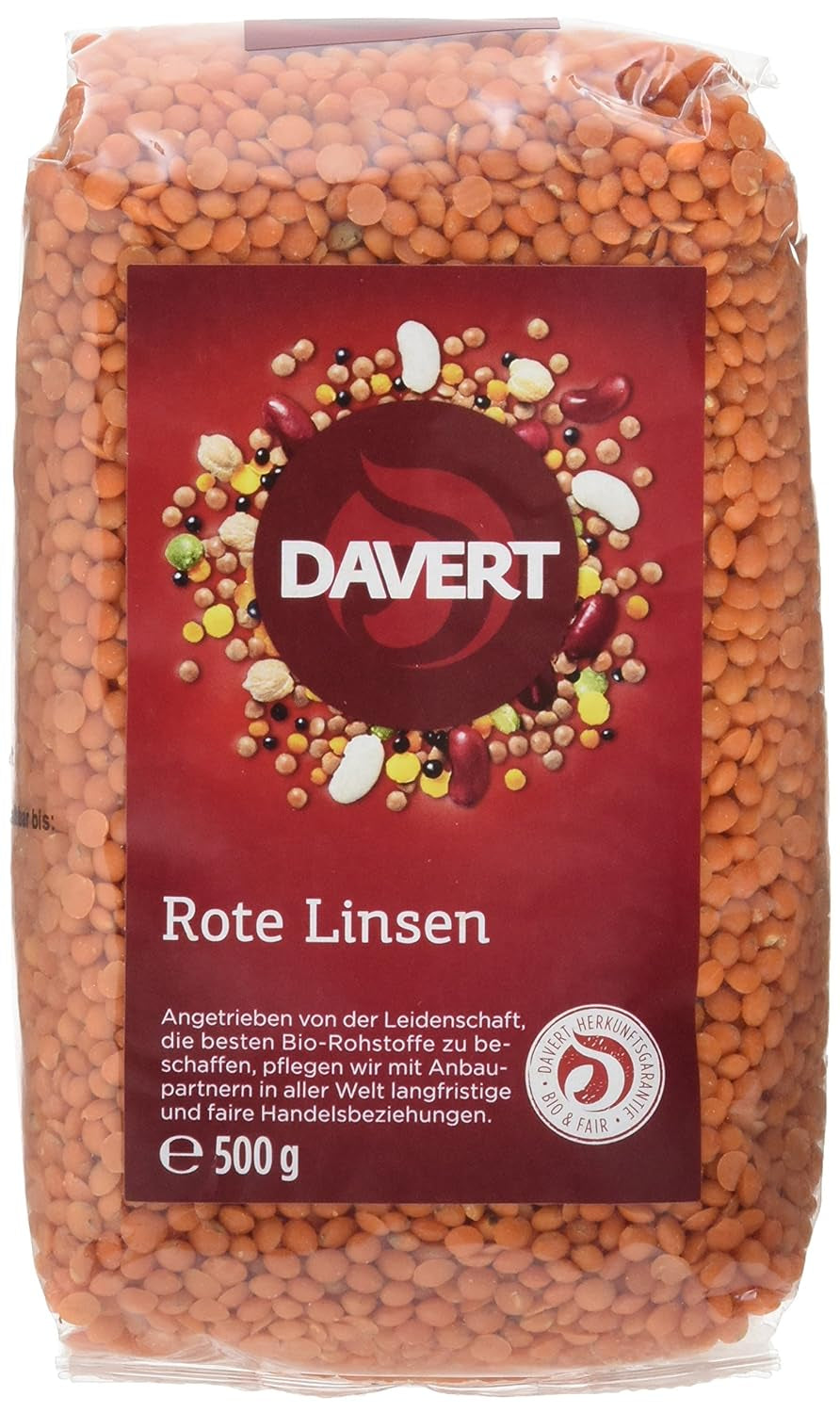 Lentilles rouges entières Davert (1 x 500 g) - Bio
