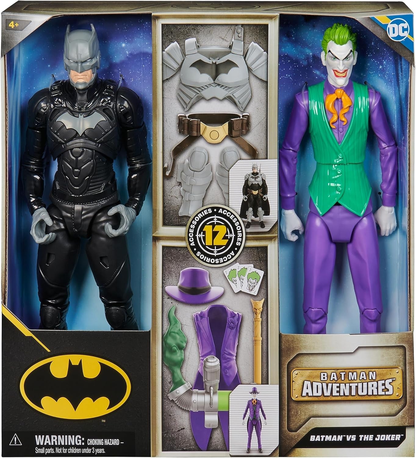 DC Batman Adventures Batman Vs the Joker Action Figure Set, 30 cm - 2 figuri complet mobile cu 12 elemente de echipament pentru jocuri de rol captivante, jucărie pentru copii cu vârsta de peste 4 ani Action figures Naty Shop